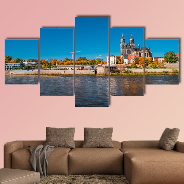Golden autumn in Magdeburg, Germany multi panel canvas wall art