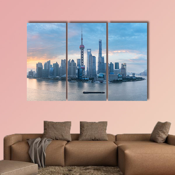 Shanghai skyline of lujiazui, Pudong financial district multi panel canvas wall art