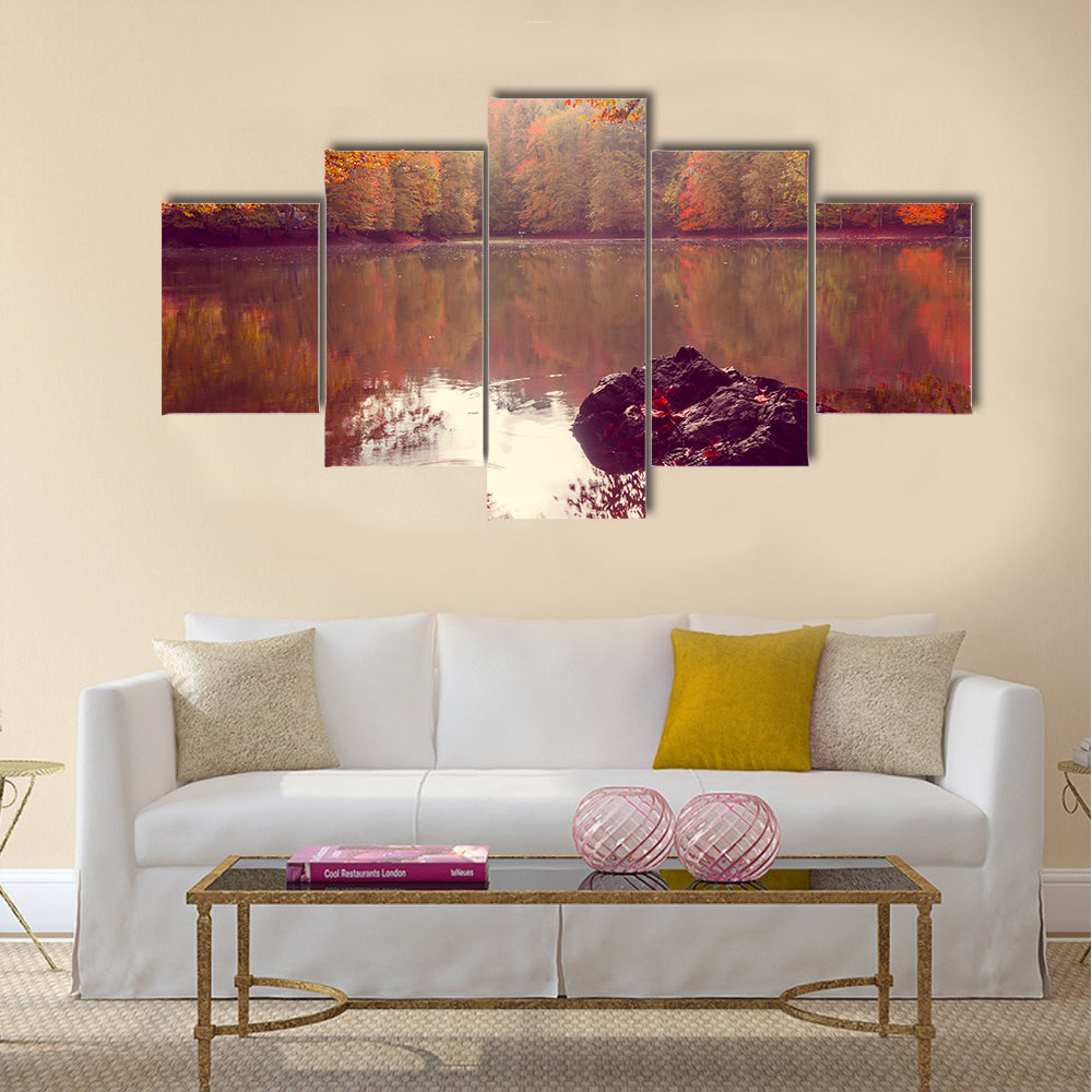 Soft view of autumn landscape multi panel canvas wall art