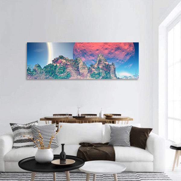 Fantasy alien planet panoramic canvas wall art