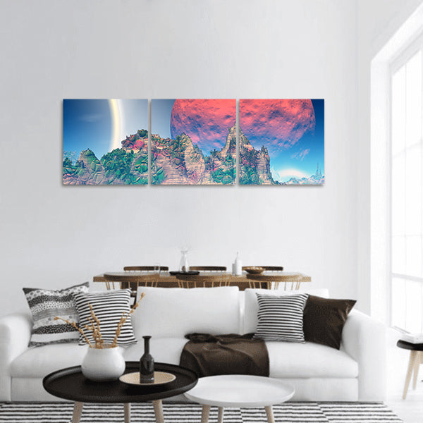 Fantasy alien planet panoramic canvas wall art