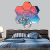 Fantasy alien planet hexagonal canvas wall art