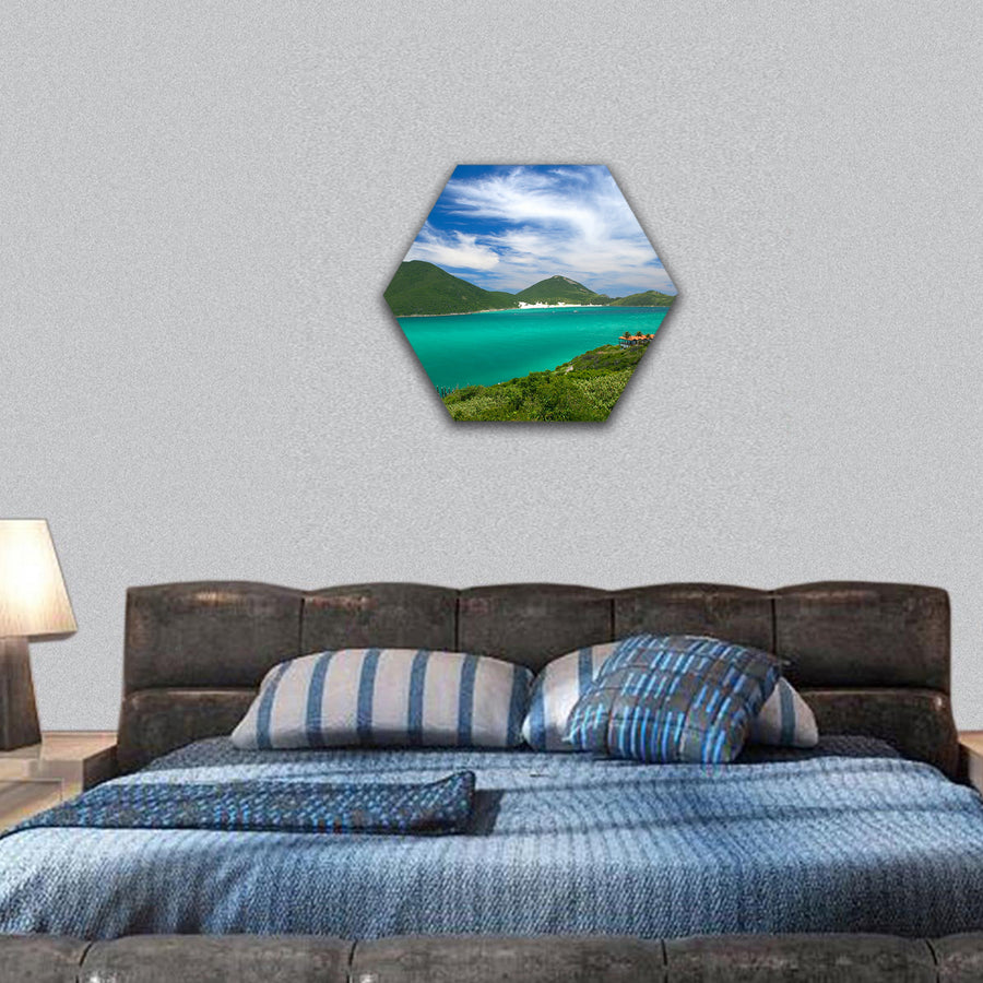 Crystalline clear waters in Arraial do Cabo, Brazil hexagonal canvas wall art