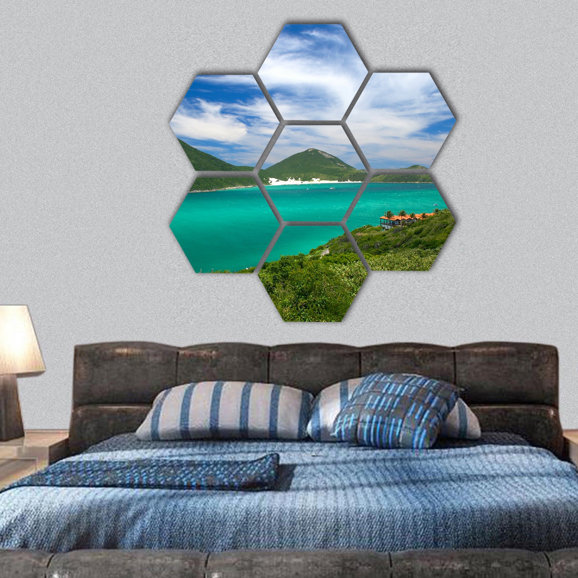 Crystalline clear waters in Arraial do Cabo, Brazil hexagonal canvas wall art