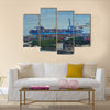 Cargo ship at container handling gantry crane Multi panel canvas wall art