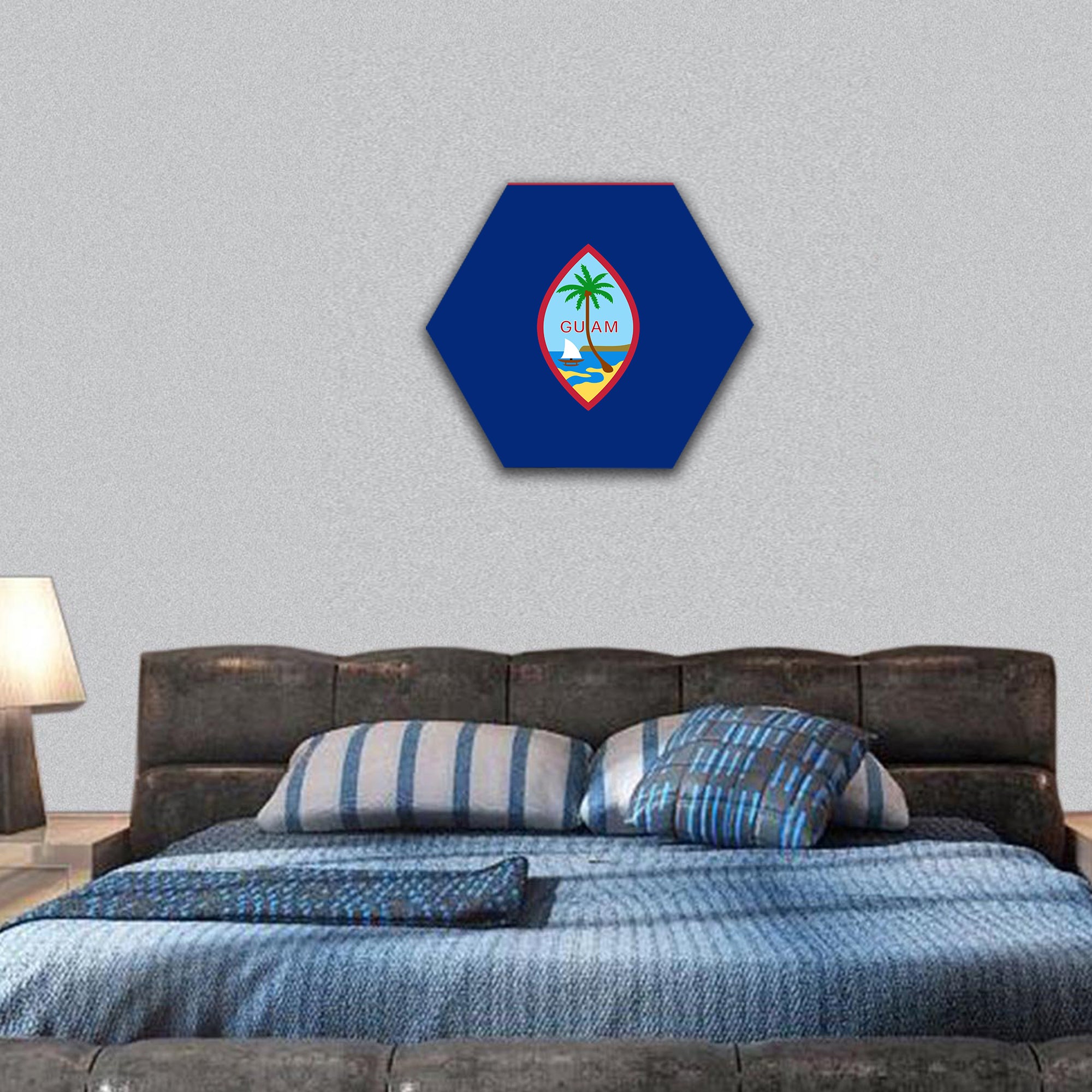 Official vector flag of Guam hexagonal canvas wall art