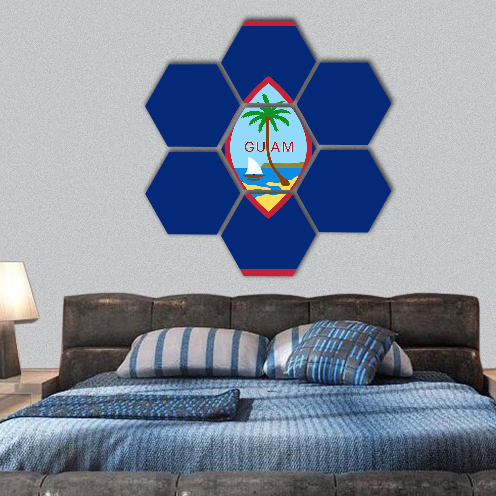 Official vector flag of Guam hexagonal canvas wall art