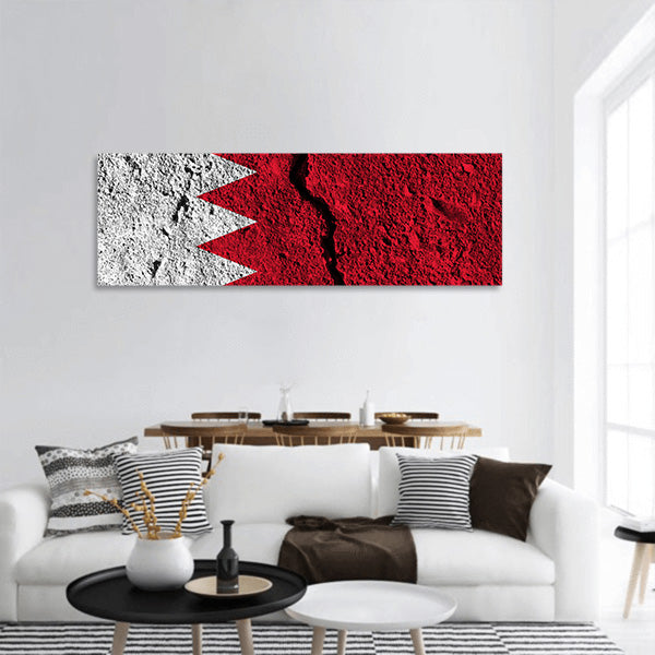 Bahrain flag panoramic canvas wall art