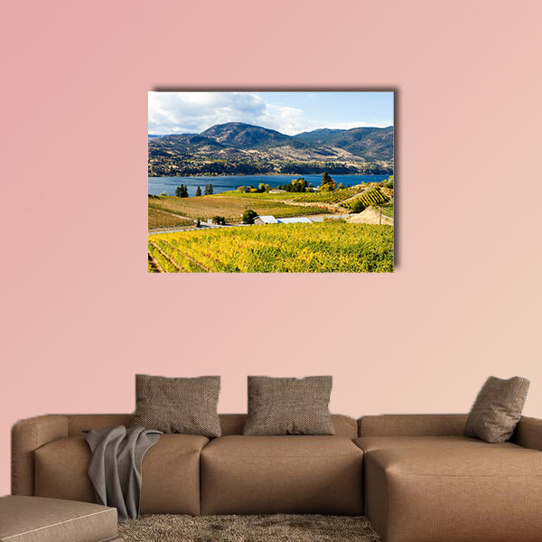 View of grape vineyards overlooking Skaha Lake between Penticton wall art