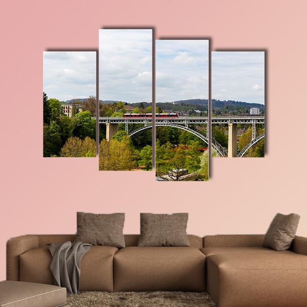 The high arched steel bridge on which the tram goes multi panel canvas wall art