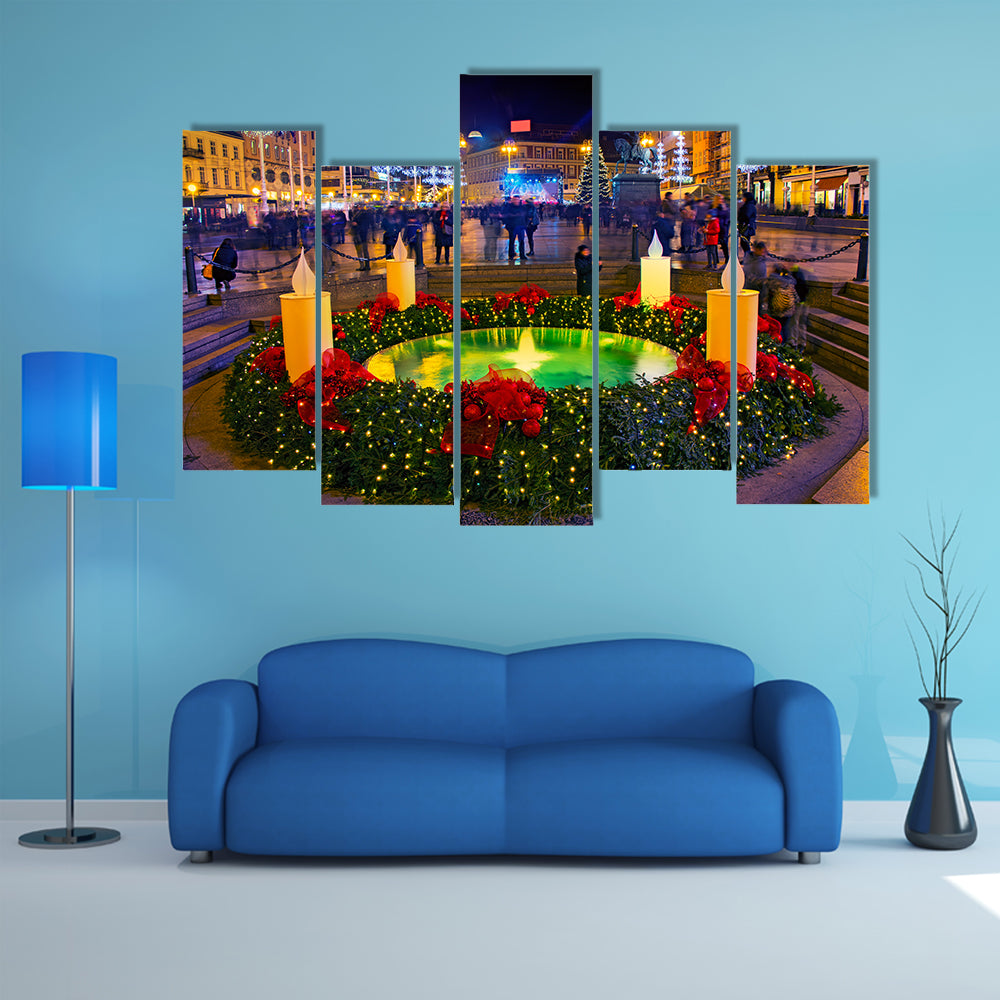 A Beautifully Decorated Night Scene Multi Panel Canvas Wall Art