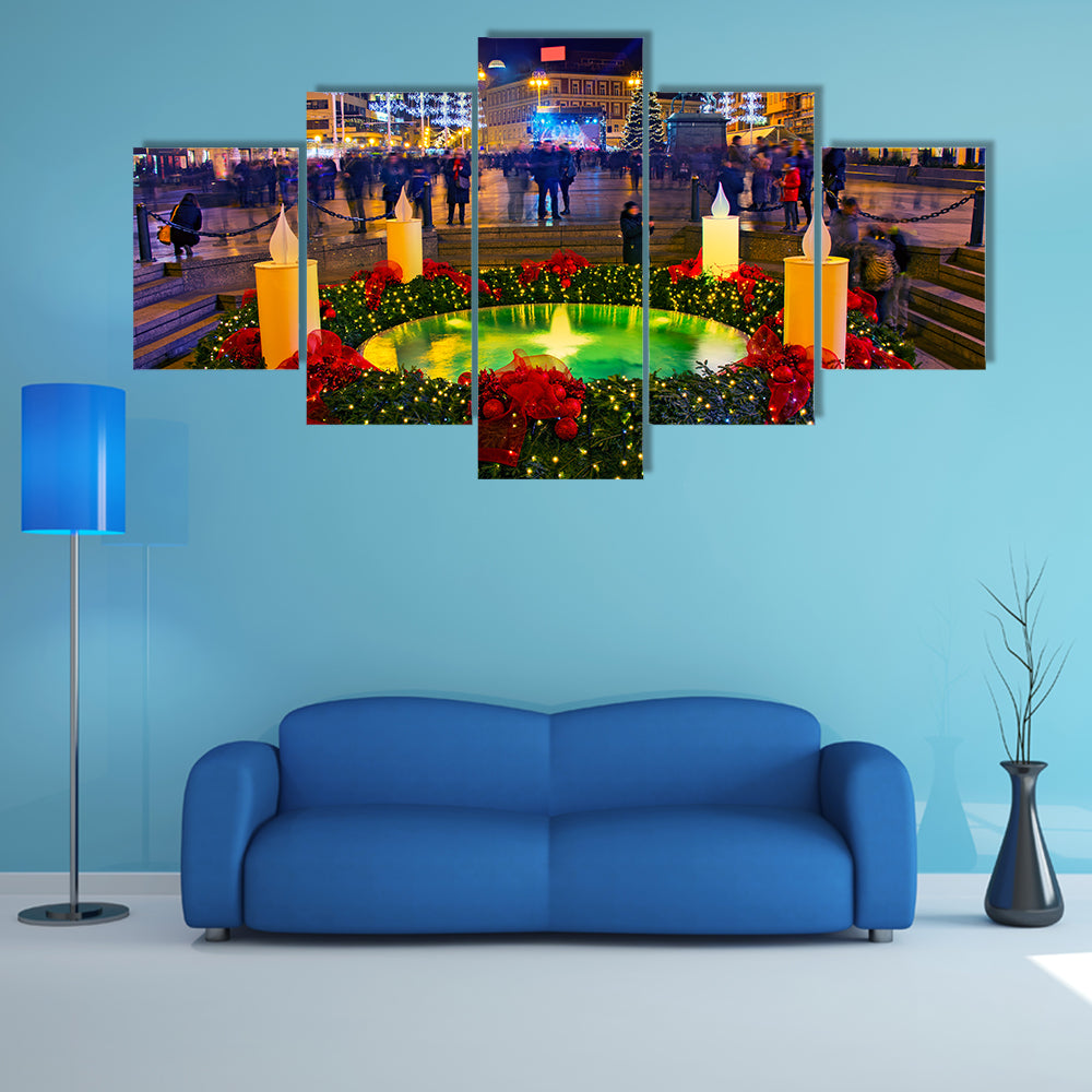 A Beautifully Decorated Night Scene Multi Panel Canvas Wall Art