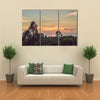 Red sunset over the rain forest Multi Panel Canvas Wall Art