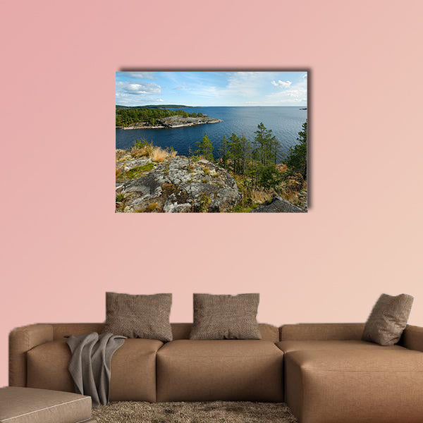 Stone shores, Lake Ladoga multi panel canvas wall art