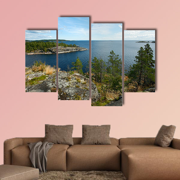 Stone shores, Lake Ladoga multi panel canvas wall art