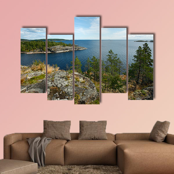 Stone shores, Lake Ladoga multi panel canvas wall art