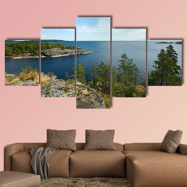 Stone shores, Lake Ladoga multi panel canvas wall art