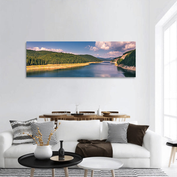 Landscape with lake Oasa panoramic canvas wall art