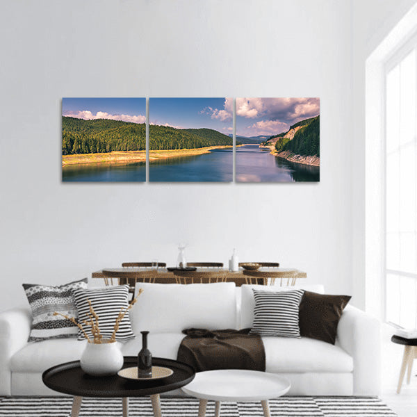 Landscape with lake Oasa panoramic canvas wall art
