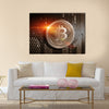 Virtual cryptocurrency Bitcoin multi panel canvas wall art