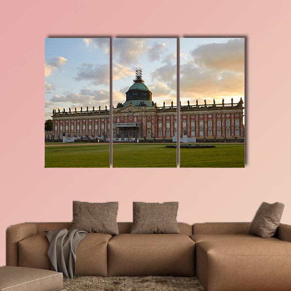 The New Palace (Neues Palais) at sunset multi panel canvas wall art