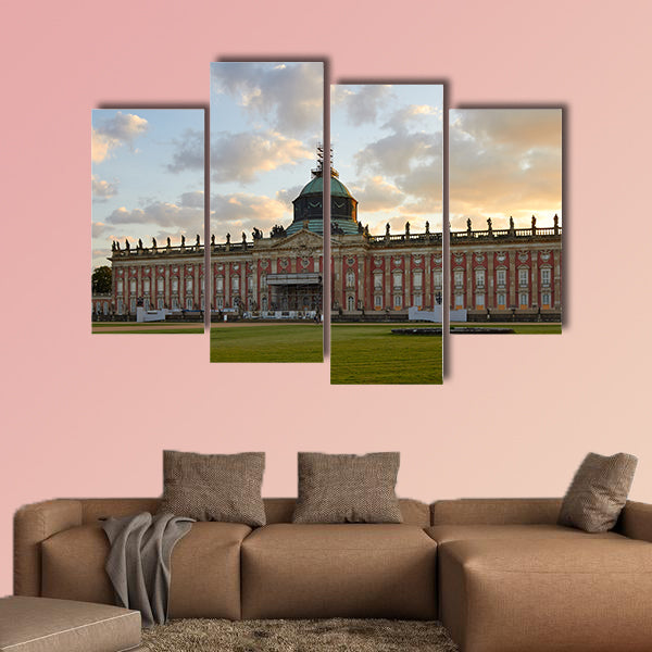 The New Palace (Neues Palais) at sunset multi panel canvas wall art