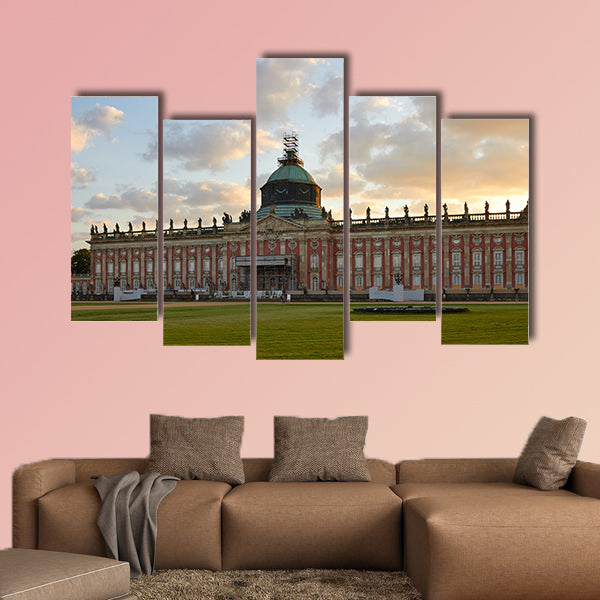 The New Palace (Neues Palais) at sunset multi panel canvas wall art