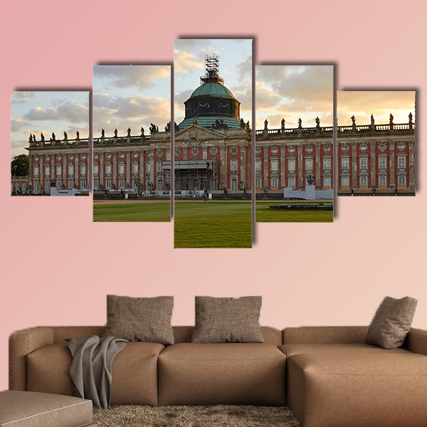 The New Palace (Neues Palais) at sunset multi panel canvas wall art