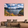 View to Bolboci Lake and the damb with Carpathian Mountains wall art