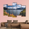 View to Bolboci Lake and the damb with Carpathian Mountains wall art