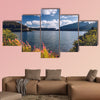 View to Bolboci Lake and the damb with Carpathian Mountains wall art