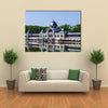 Building in Budapest with its Reflection in the water Multi Panel Canvas Wall Art