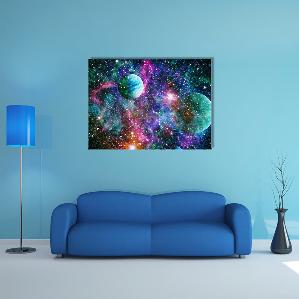 Nebula With Aqua Hues Multi Panel Canvas Wall Art