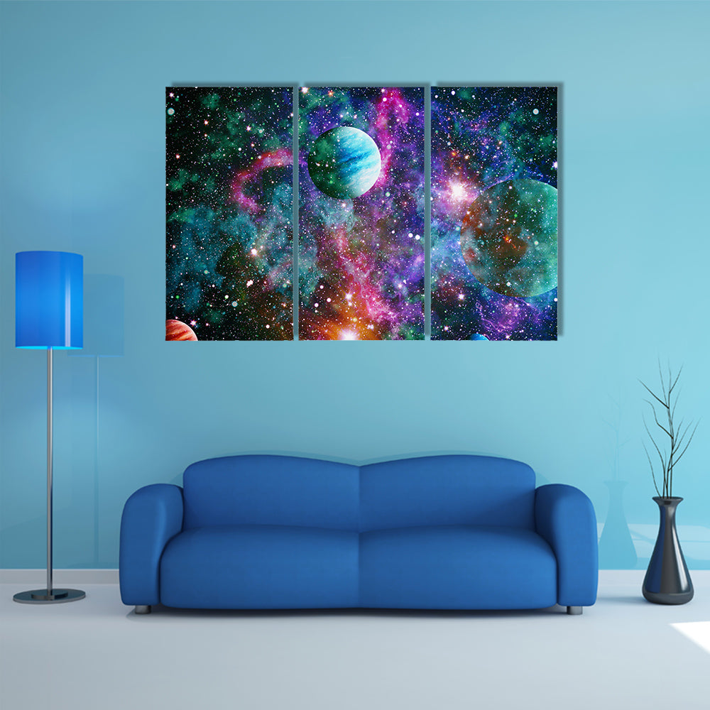 Nebula With Aqua Hues Multi Panel Canvas Wall Art