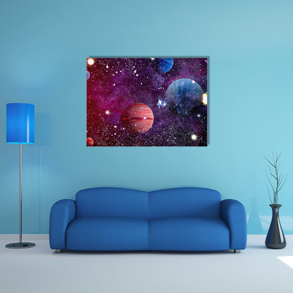 All Planets Uniting With Nebula Nebula Multi Panel Canvas Wall Art