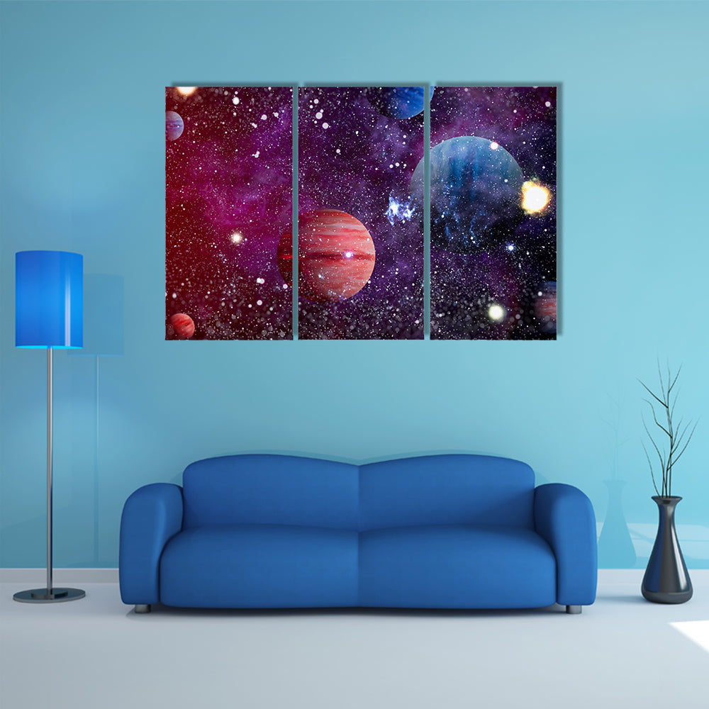 All Planets Uniting With Nebula Nebula Multi Panel Canvas Wall Art