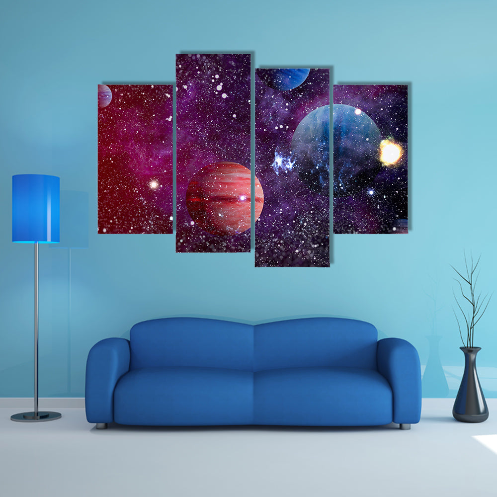 All Planets Uniting With Nebula Nebula Multi Panel Canvas Wall Art