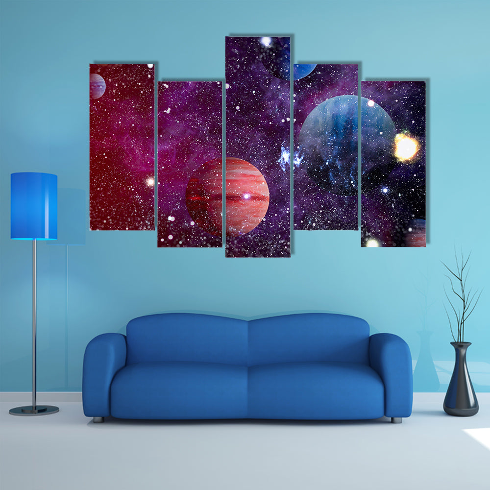All Planets Uniting With Nebula Nebula Multi Panel Canvas Wall Art
