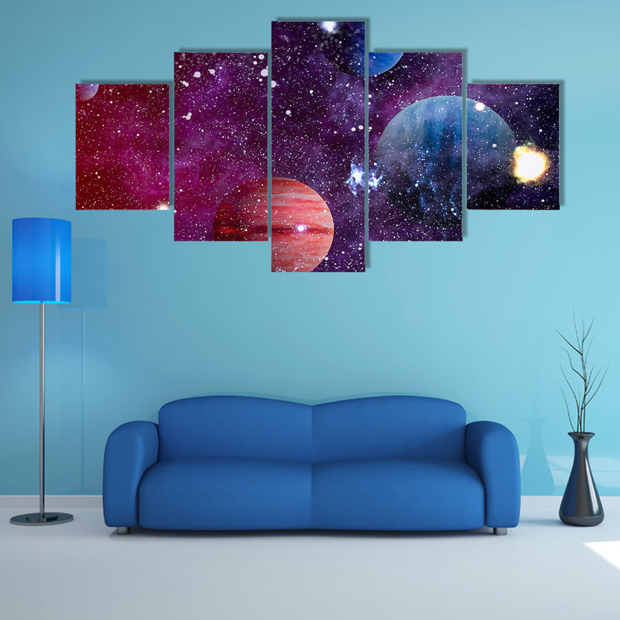 All Planets Uniting With Nebula Nebula Multi Panel Canvas Wall Art