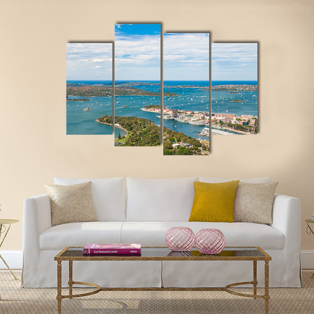 Royal Botanic gardens and Sydney harbor on a sunny day, Multi Panel Canvas Wall Art