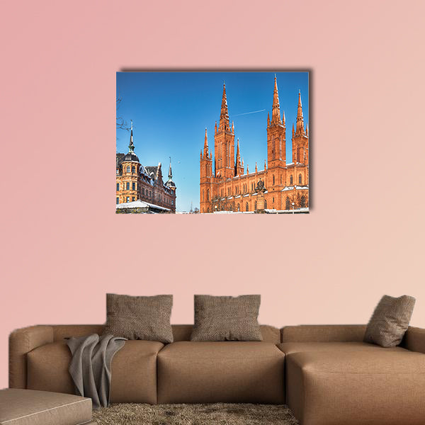 Wiesbaden, Market church with town hall multi panel canvas wall art