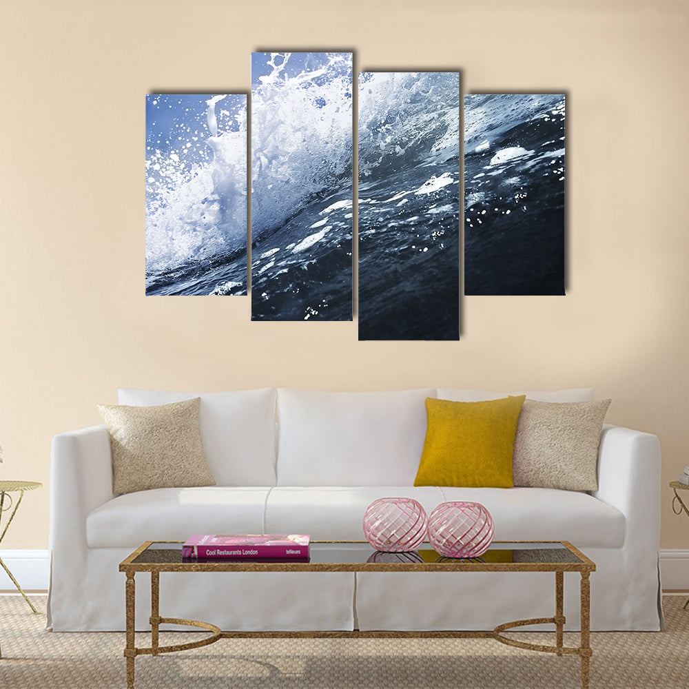 Big deep blue wave breaking with white foam, close up Multi Panel Canvas Wall Art