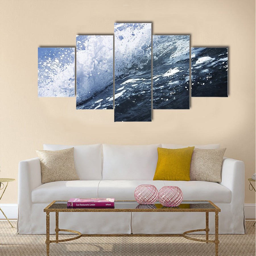 Big deep blue wave breaking with white foam, close up Multi Panel Canvas Wall Art