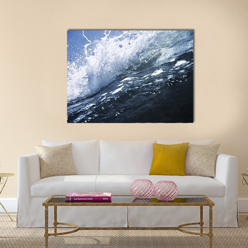 Big deep blue wave breaking with white foam, close up Multi Panel Canvas Wall Art