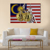 physical version of Bitcoin and Malaysia Flag multi panel canvas wall art