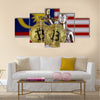 physical version of Bitcoin and Malaysia Flag multi panel canvas wall art