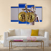 physical version of Bitcoin and Israel Flag multi panel canvas wall art