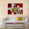 physical version of Bitcoin and Denmark Flag multi panel canvas wall art