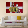 physical version of Bitcoin and Denmark Flag multi panel canvas wall art