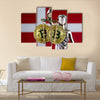 physical version of Bitcoin and Denmark Flag multi panel canvas wall art